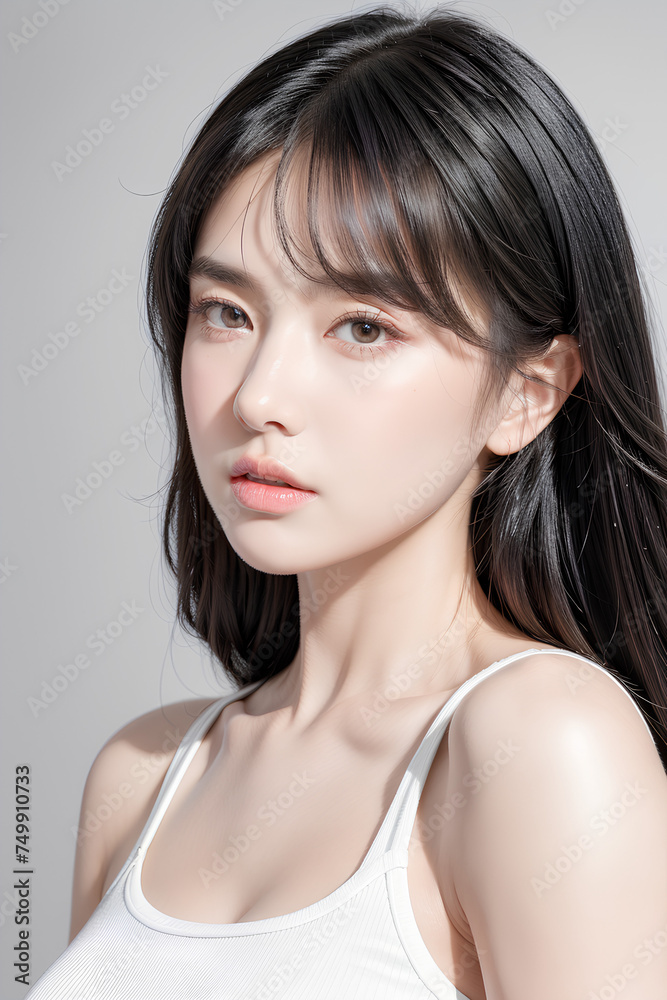 Gorgeous Young Female Model - Fashion or Cosmetics Model - Beauty with Perfect Fine Features - Beautiful Smooth Hair Gorgeous Young Female Model - Fashion or Cosmetics Model - Beauty with Perfect Fine Features - Beautiful Smooth Hair