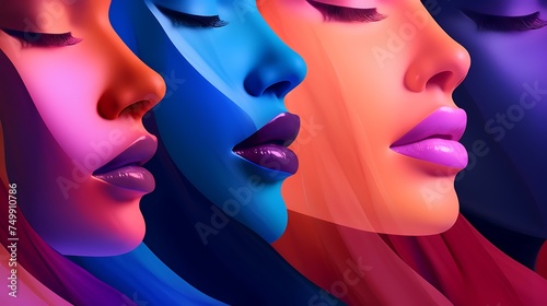 Abstract illustration of female diverse face
