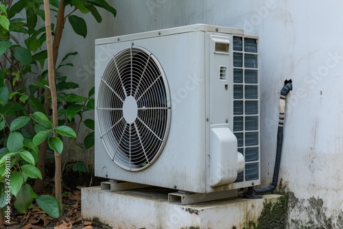 Efficient Cooling: Air Conditioning Pump and Compressor Against the Wall