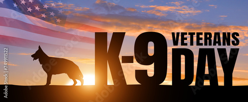 K-9 Veterans day. USA national flag. 3d illustration