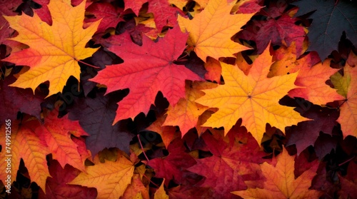 Expressive fall foliage in a vivacious mix of reds, oranges, and yellows 