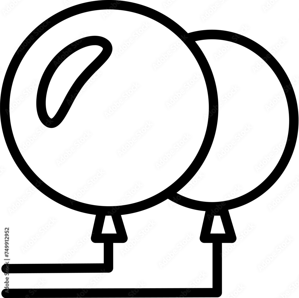 Round balloons, birthday party symbol. Outline of festive round air balloons for design of children entertainment center. Simple linear icon isolated on white background Round balloons, birthday party symbol. Outline of festive round air balloons for design of children entertainment center. Simple linear icon isolated on white background