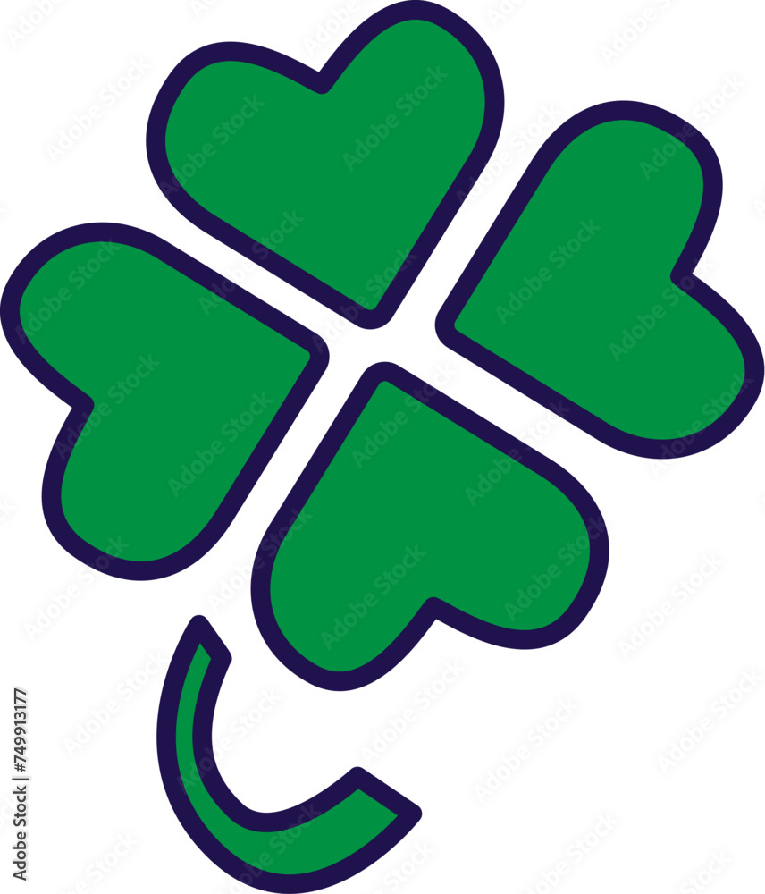 Abstract Green four leaf clover, good luck symbol in Irish and Celtic cultures. Traditional festive element, attributes of St. Patrick Day. Cartoon vector icon in national colors of Irish flag Abstract Green four leaf clover, good luck symbol in Irish and Celtic cultures. Traditional festive element, attributes of St. Patrick Day. Cartoon vector icon in national colors of Irish flag