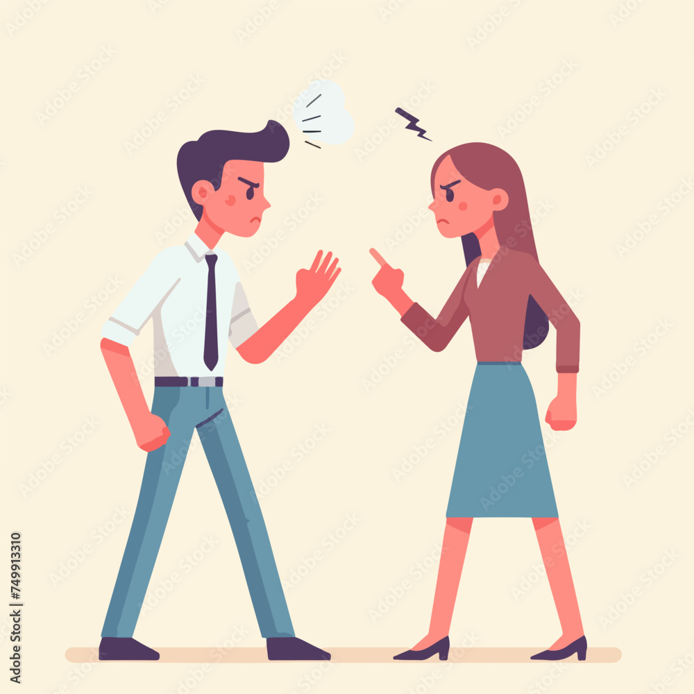 flat design illustration of an arguing married couple