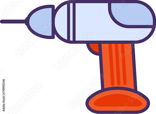 Portable drill for drilling holes. Professional DIY tools and equipment of highly qualified specialist. Simple colored stroked vector icon isolated on white background