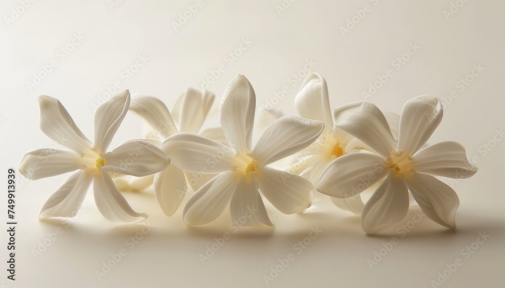 a fresh jasmine flower top of view on white background