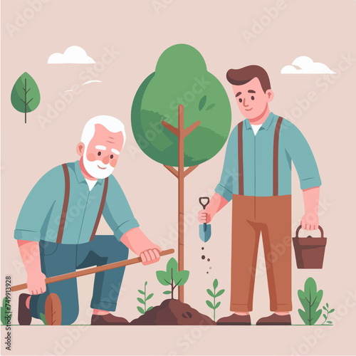flat design illustration of reforestation concept