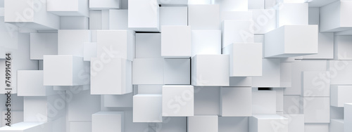 Modern 3D White Cubes Wallpaper