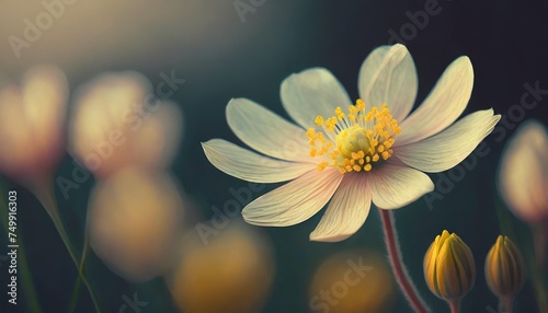 light yelloow blooming field wild flower with blur background vertical wallpaper macro