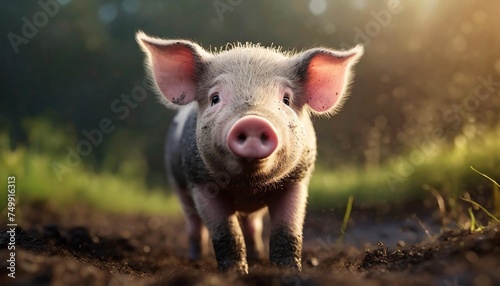 playful piglet covered in mud farm adventure