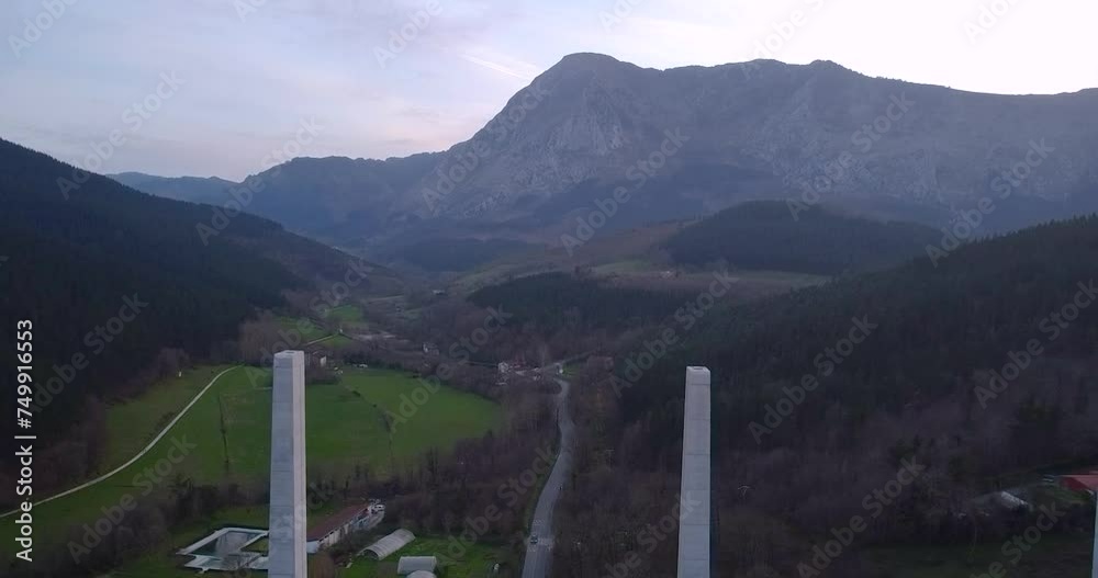 aerial view of TAV bridge in construction in the Basque Country aerial view of TAV bridge in construction in the Basque Country