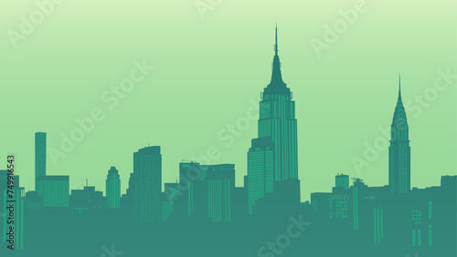 New York City. Silhouette vector background of Manhattan cityscape