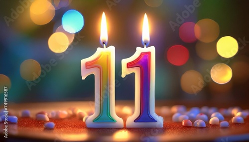 number 11 joyful greeting card for birthdays or anniversaries this image is part of a serie of photos of different numbers burning candles that goes from 1 to 100