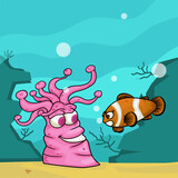 undersea friends, adventures with anemone and clownfish cartoon