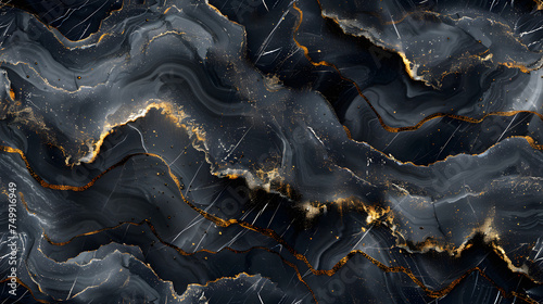 Black Marble Swirl Background with Grey Accents for Sophisticated and Modern Designs