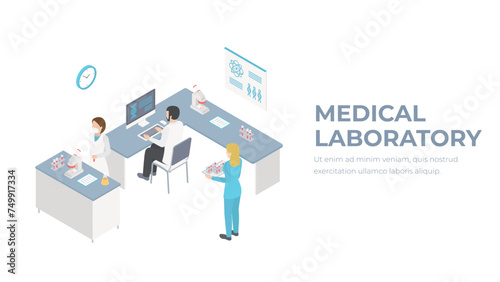 Isometric interior of science laboratory