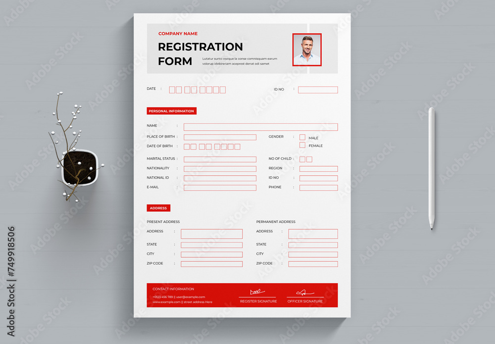 Registration Form Layout Stock Template | Adobe Stock