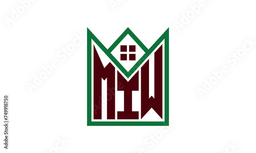 MIW initial letter real estate builders logo design vector. construction, housing, home marker, property, building, apartment, flat, compartment, business, corporate, house rent, rental, commercial photo