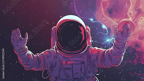 Fototapeta Naklejka Na Ścianę i Meble -  Abstract Astonaut floats in the space with cosmos light background.Vector illustration.