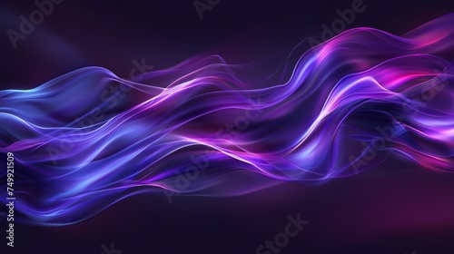 Abstract blue and purple waves on dark background for modern stylish design projects
