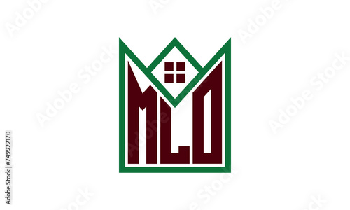 MLO initial letter real estate builders logo design vector. construction, housing, home marker, property, building, apartment, flat, compartment, business, corporate, house rent, rental, commercial photo