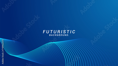 Modern abstract blue gradient flowing wave lines banner background. Shiny moving lines design elements. Glowing waves. Futuristic technology concept. Vector illustration photo