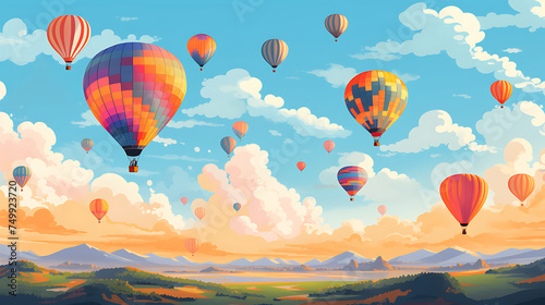 A vector image of a hot air balloon festival.