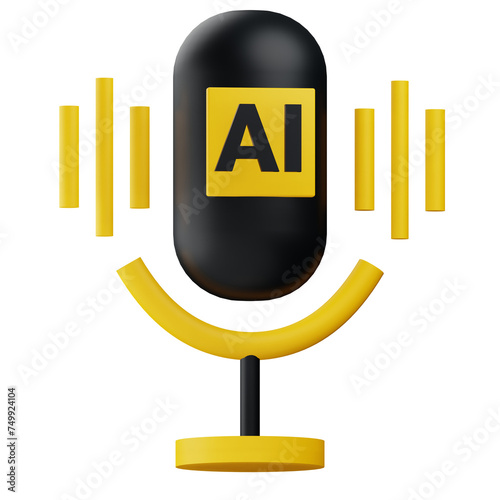 3d Ai Voice Generator Illustration With Alpha Background