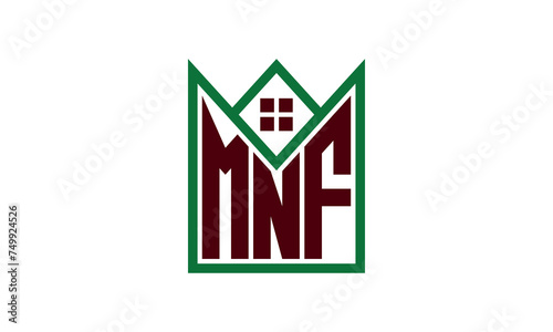 MNF initial letter real estate builders logo design vector. construction, housing, home marker, property, building, apartment, flat, compartment, business, corporate, house rent, rental, commercial photo