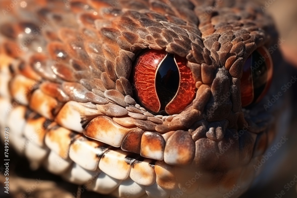 Fototapeta premium Colorful snake python cobra viper forest hiding waiting for prey rainforest jungle untouched nature predator venomous venom dangerous wildlife poisonous animal skin tail creepy african exotic species