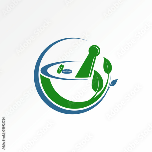 Logo design graphic concept creative premium vector stock abstract sign crusher pharmacy capsule leaf nature botany Related to madical madicine health photo