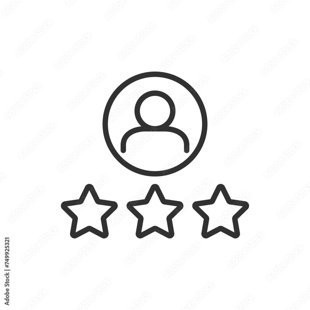 User Rating, linear icon. Person avatar and star rating. Line with editable stroke User Rating, linear icon. Person avatar and star rating. Line with editable stroke
