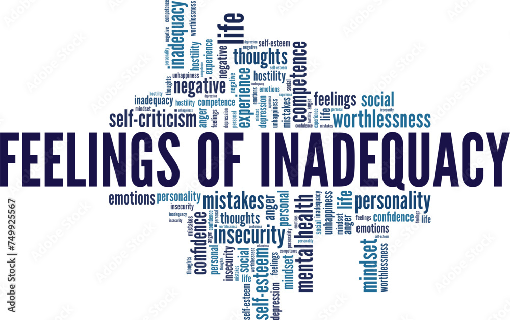 Feelings of Inadequacy word cloud conceptual design isolated on white