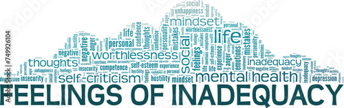 Feelings of Inadequacy word cloud conceptual design isolated on white background.