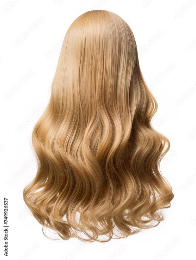 Naklejka premium Long hair wig isolated on white background, no shadow.