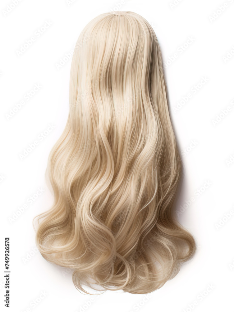 Naklejka premium Long hair wig isolated on white background, no shadow.