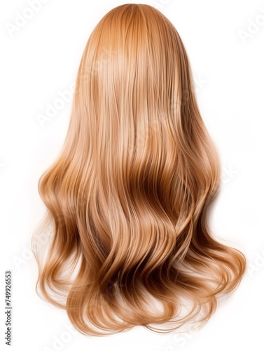 Long hair wig isolated on white background, no shadow.