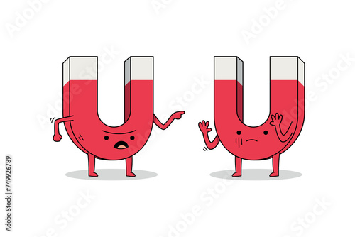 Cute magnet cartoon character arguing doodle