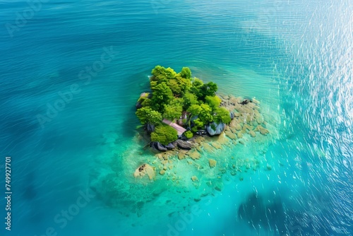 An overhead view of a deserted island in the ocean generated AI © Tatiana