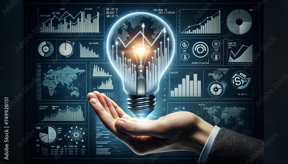 Illuminating Innovation: Hand Holding Light Bulb with Integrated Growth ...