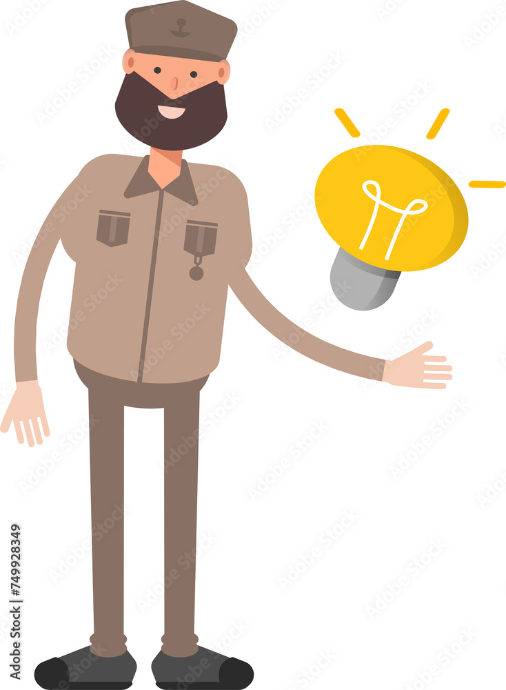 General or Soldier Character and Light Bulb
General or Soldier Character and Light Bulb