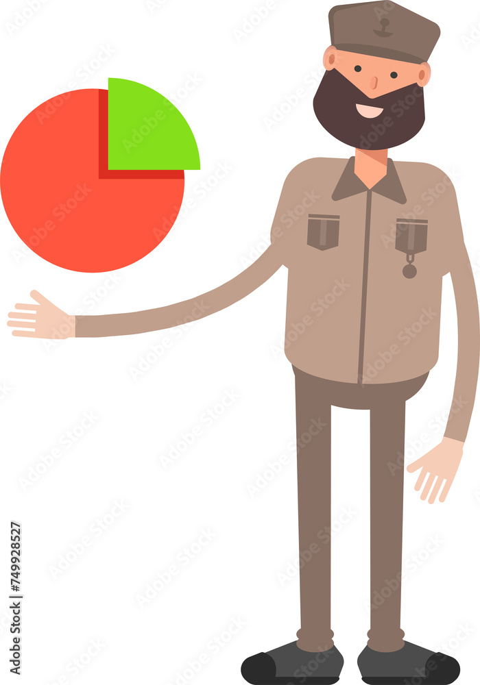 General or Soldier Character Holding Pie Chart
General or Soldier Character Holding Pie Chart