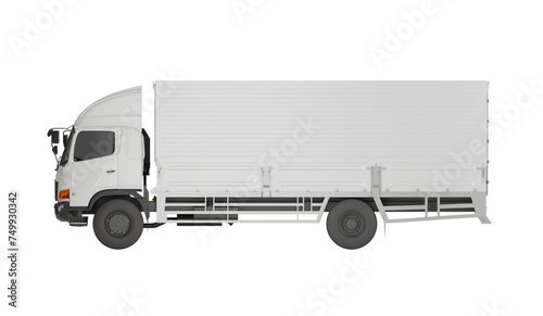 White wing box truck for mockup isolated 