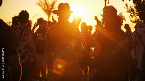 Silhouettes of People at Outdoors Music Festival © buraratn