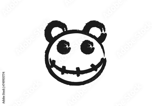 Icono de cara siniestra de oso de miedo.