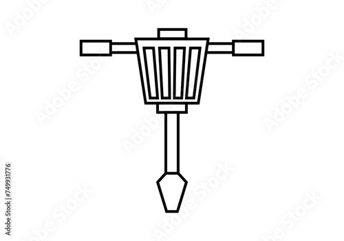 Icono negro de taladro automático de obras. 