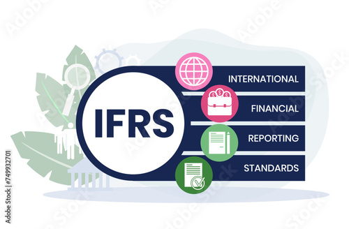 IFRS - International Financial Reporting Standards acronym, business concept background. vector illustration concept with keywords and icons. lettering illustration with icons for web banner, flyer