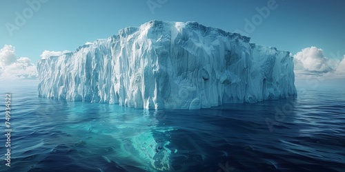 Majestic iceberg in the north sea with underwater view