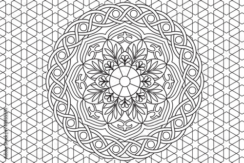 Mandala Coloring page for kids and adults Page for relaxation and meditation. Circular pattern. Decorative ornament ethnic oriental style. line art drawing coloring page. Vector 