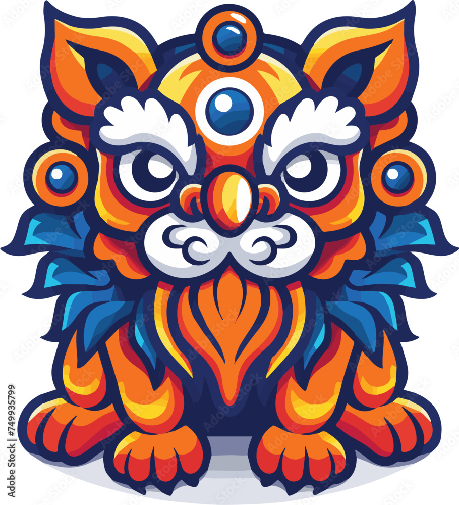 Fototapeta premium Lion, Chinese Lion Dance , Vector